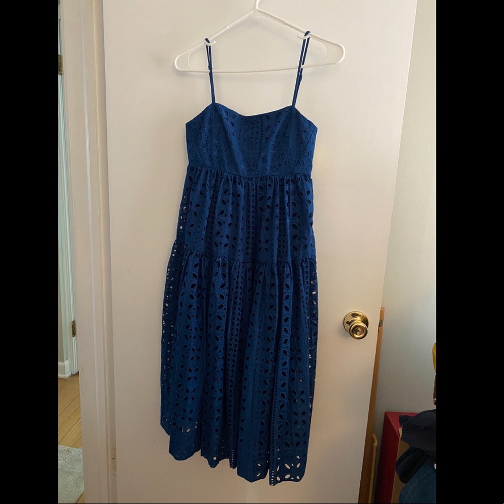 J. Crew sz 00 Tie-back tiered dress in eyelet NWOT